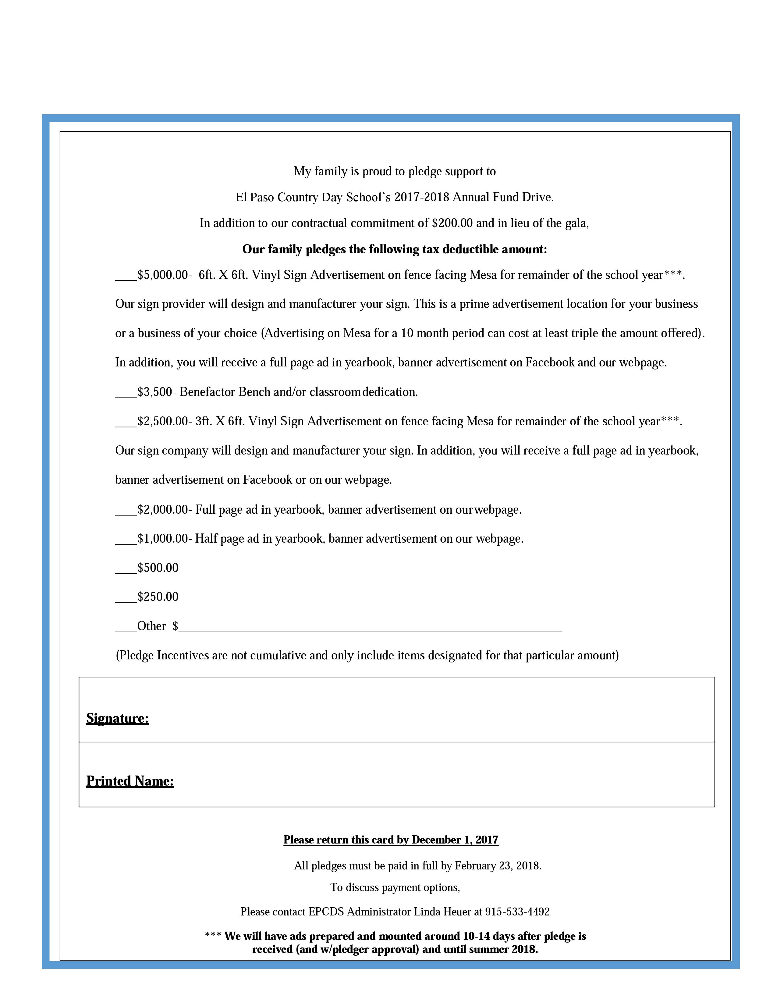 Pledge reminder letter picture